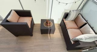 Conjunto Sofá Exterior + Sillón + mesa
