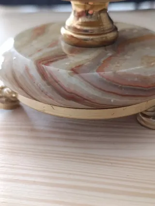 Specchio antico da tavolo in pnoce e ottone