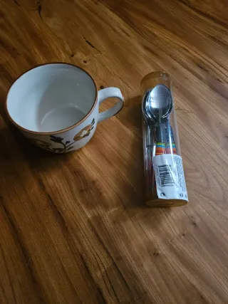 Lote Taza y Cucharillas de Acero Inoxidable