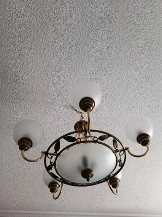 Lámpara de techo 5 tulipas bronce