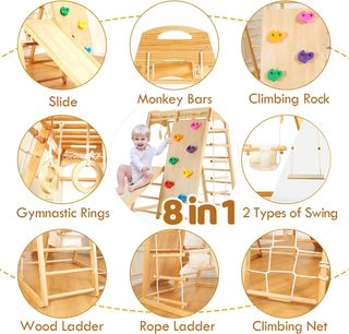 parque juegos de madera 7 en 1 para niños