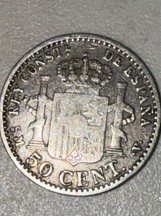 Dos monedas de 50 céntimos 1892 y 1900
