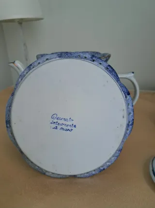 Teiera Porcellana Blu e Oro con Dettagli Dorati