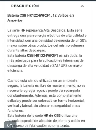 Batería 12V 6.5Ah
