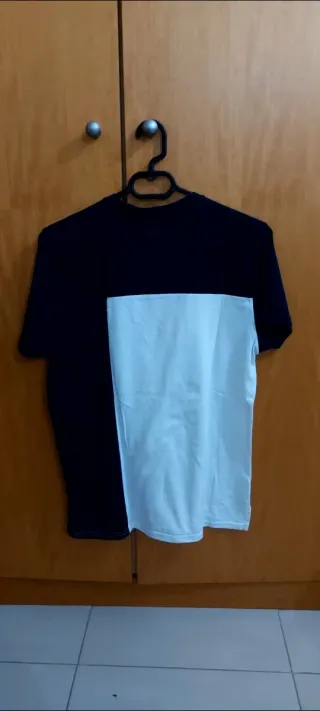 Camiseta Manga Corta Hombre Azul y Blanca