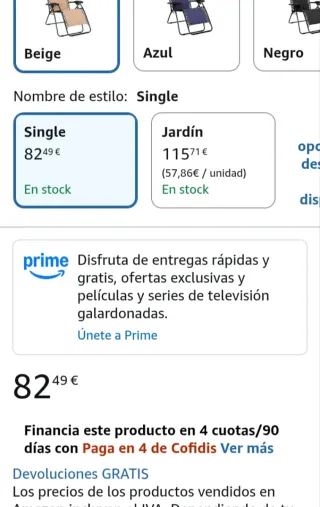 Tumbona jardín exterior Amazon Básics