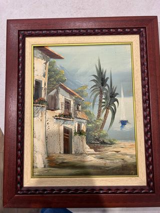 Cuadro paisaje marino con velero
