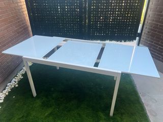 Mesa de terraza cristal y metal