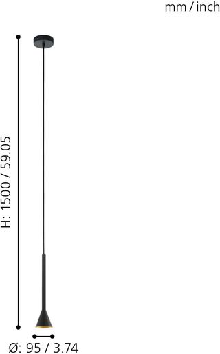 Eglo 97604 iluminación de suspensión Negro, Oro GU