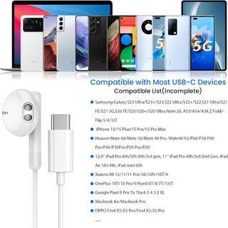 Auriculares USB C para iPhone 16 15 Pro Max Plus i