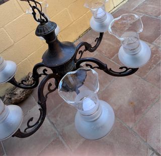 Araña Vintage 5 Luces Hierro Forjado