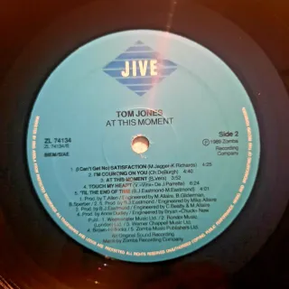 Tom Jones At This Moment LP 12" 33 RPM 1989