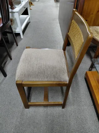 Silla Vintage Madera y Rattan
