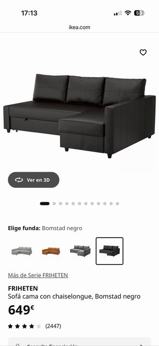 Sofá Cama Ikea 230cm Gris