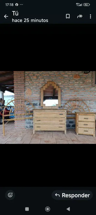 Muebles de ratán: sinfonier, espejo y cabeceros