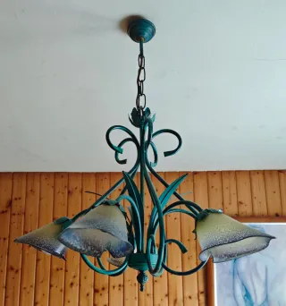 Lámpara de techo vintage metal y cristal