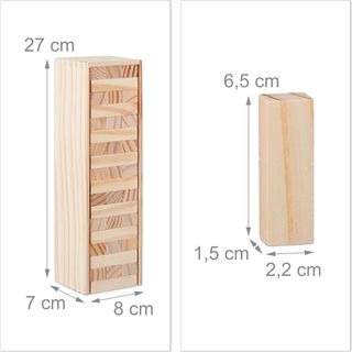 relaxdays Caída Juego Torre de Madera, 54 Bloques