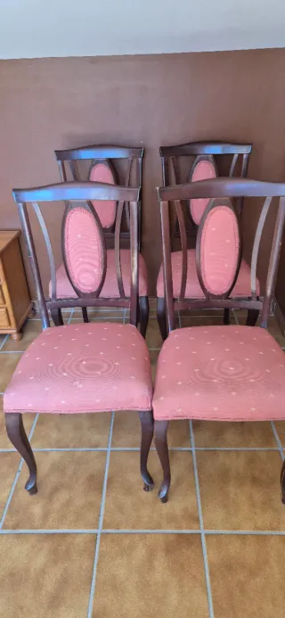 6 Sillas Tapizadas Madera.