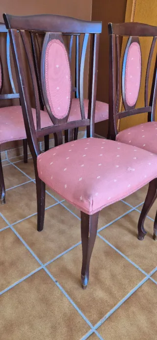 6 Sillas Tapizadas Madera.