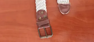 Cinturón tejido beige y marrón para niño