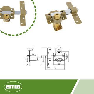 Amig - Cerrojo de Sobreponer con Cilindro Redondo