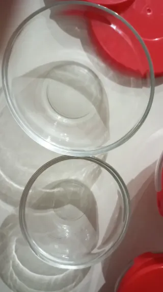 Juego tápers cristal con tapa roja