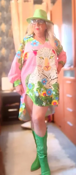 Vestido estampado leopardo y flores