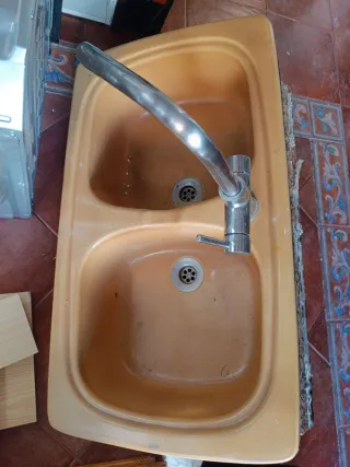 Fregadero doble porcelana