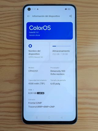 Oppo Reno 6 5G azul claro