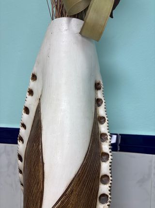 Jarrón Decorativo Madera y Tela