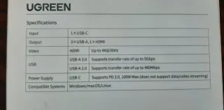 UGREEN Adaptador Multifunción USB-C 5 en 1