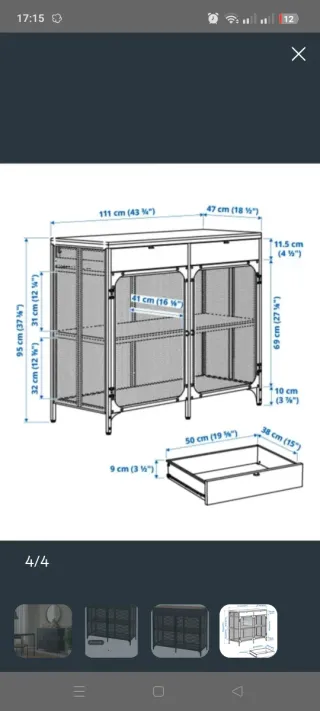 Aparador IKEA FJALLBO Negro/Madera