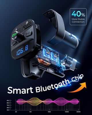 LENCENT Transmisor FM Bluetooth para Coche, Manos