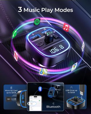 LENCENT Transmisor FM Bluetooth para Coche, Manos