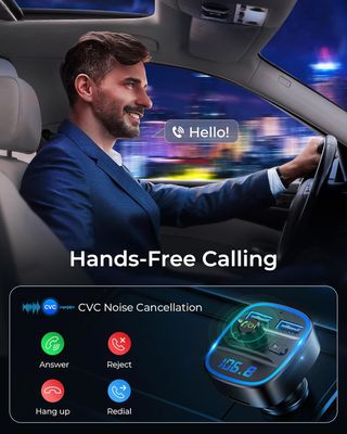 LENCENT Transmisor FM Bluetooth para Coche, Manos