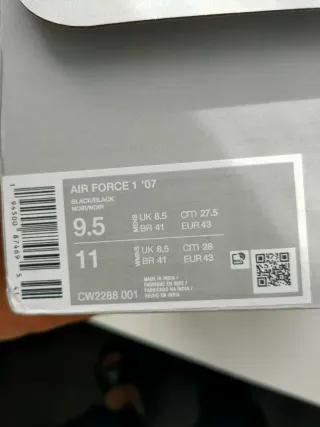 Nike Air Force 1 Negras Talla 43