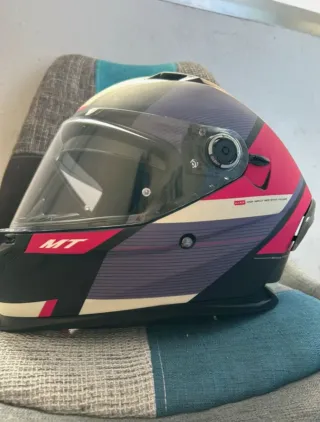 Casco Moto MT Rosa y Morado