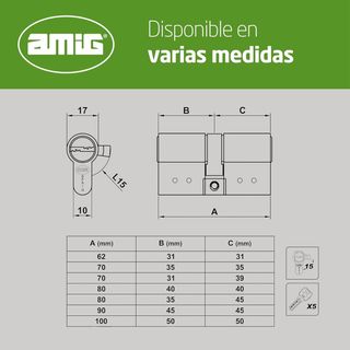 Amig - Cilindro de seguridad - Cerradura para puer