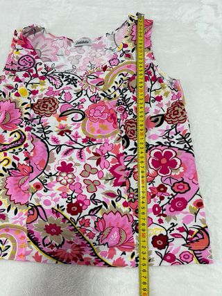 Blusa floral rosa sin mangas Talla G