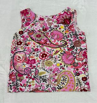 Blusa floral rosa sin mangas Talla G