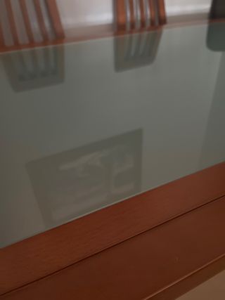 Mesa comedor madera y cristal