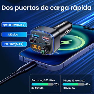 Gizmovine Transmisor FM Bluetooth Coche con Refuer