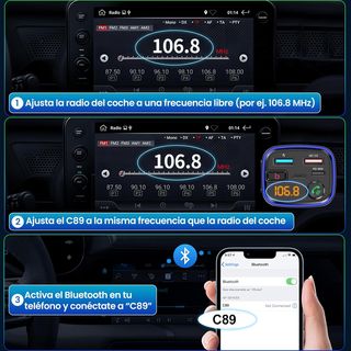 Gizmovine Transmisor FM Bluetooth Coche con Refuer