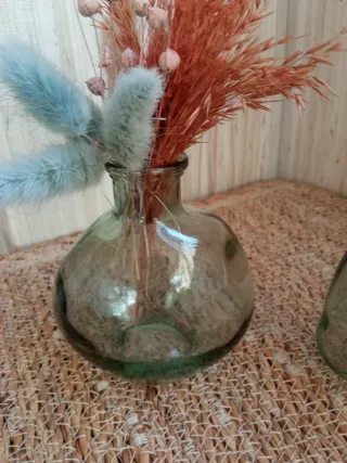 Set 2 Mini Damajuanas con Flores Secas