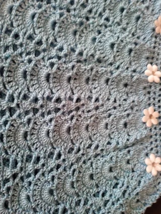 Vestido bebé crochet azul flores