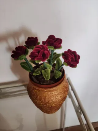 Jarrón con maceta de plantas de Rosas hecho a mano