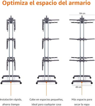 Amazon Basics Tendedero tipo torre, para interior,