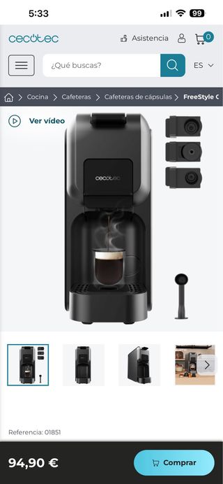 Cafetera Cecotec FreeStyle Compact Negra
