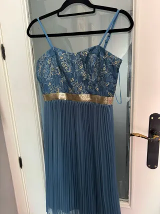 Vestido fiesta Tintoretto azul y dorado