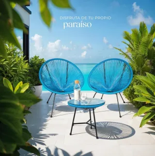 Mesa y 2 sillas Acapulco azul